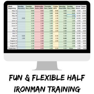 Flexible & Fun Half Ironman Training Spreadsheet